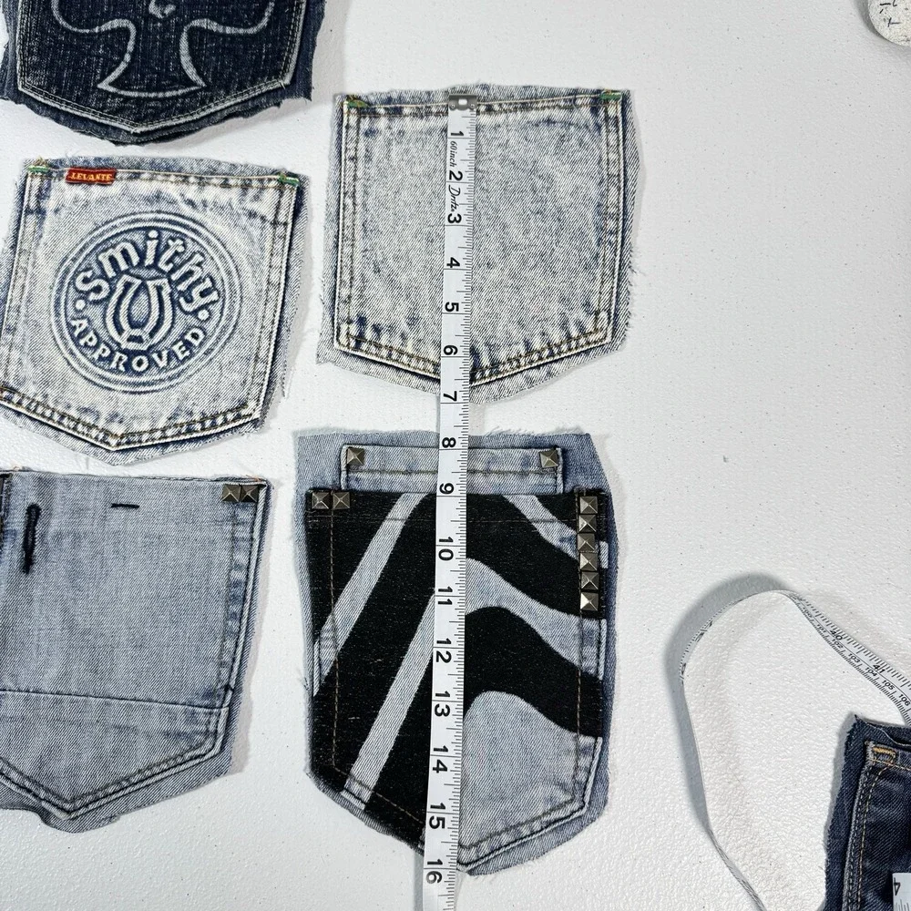 10 Denim Jean Back Pockets 5 Pairs Embossed Printed Embroidered Crafts Upcycle